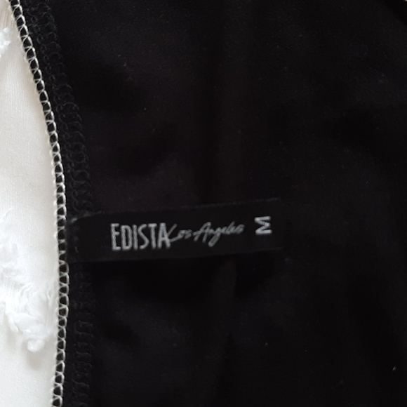 Edista top. Short Sleeve Black & White Top, Lace Front, Round Ne… - Picture 12 of 13